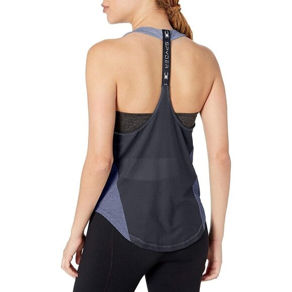 Spyder Racerback Loose Tank Top Running Aura Moisture Wicking Blue Womens Sz L - Picture 9 of 12